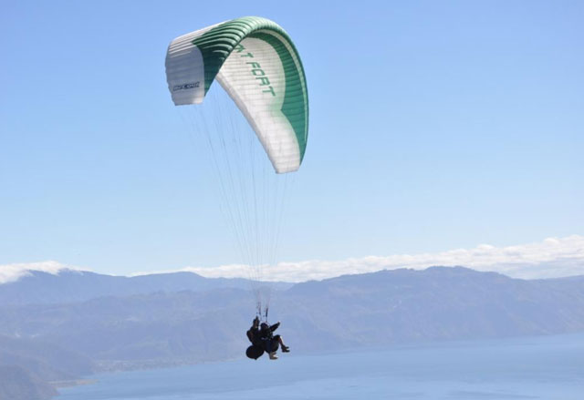 Paragliding near Pasajcap on Lake Atitlan Guatemala